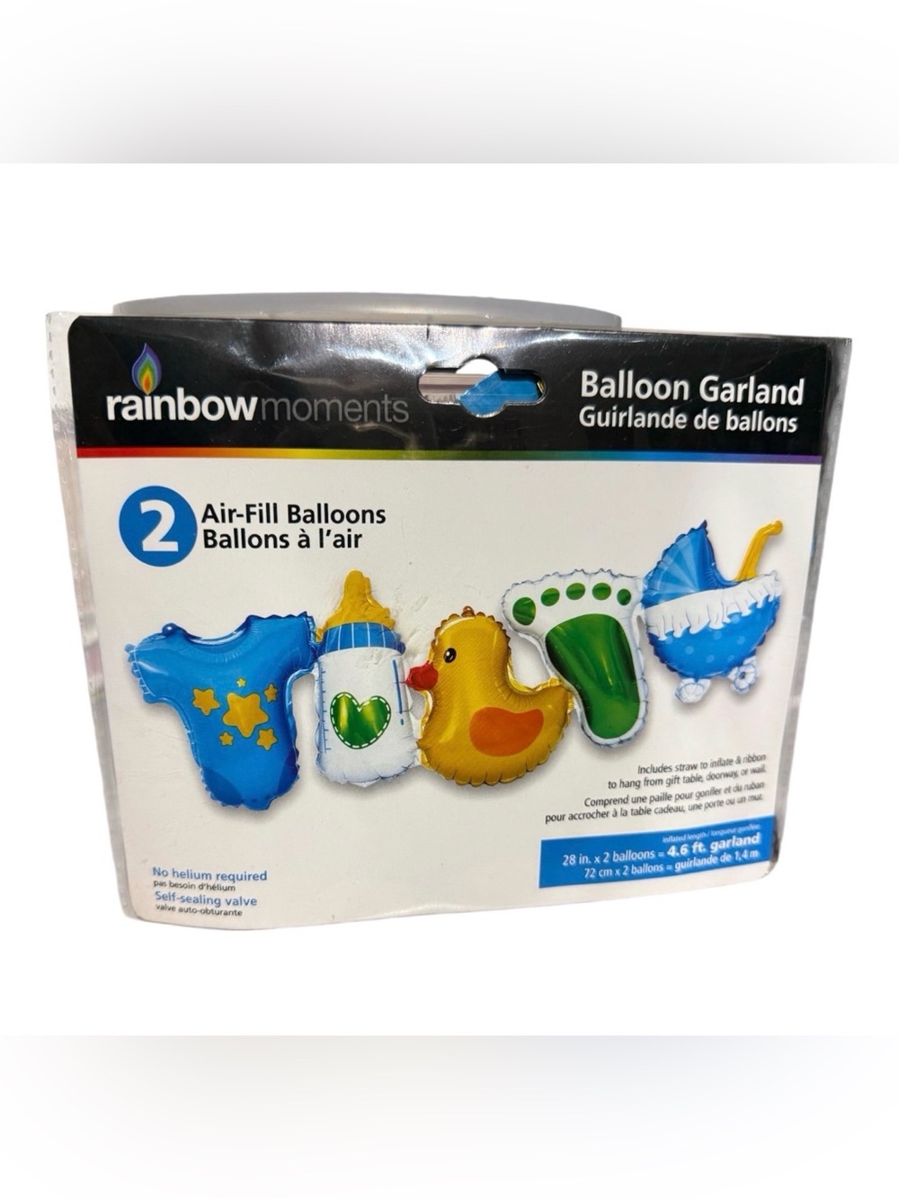 Amscan Blue Baby Shower Balloon Garland with Yellow Duck & Green Footprint